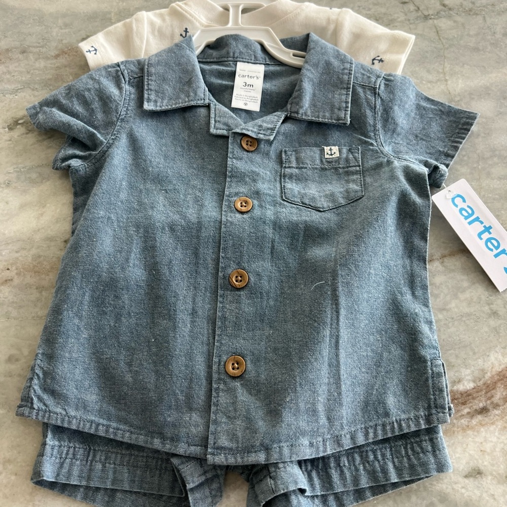 Carter's Light Blue Baby Denim Outfit
